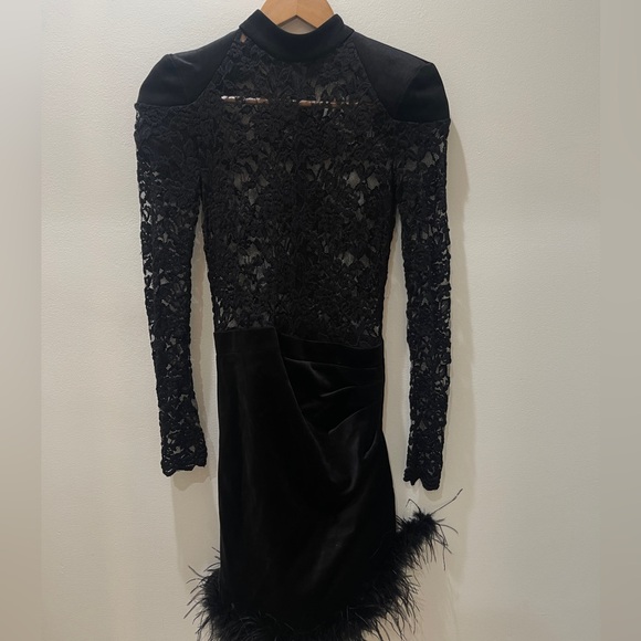 NADINE MERABI Black Lace Long Sleeve Dress - Picture 9 of 10